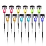 Dream Master Solar Lights Outdoor, Stainless Steel LED Landscape Lighting Solar Powered Outdoor Lights Solar Garden Lights for Pathway, Walkway, Patio, Yard, Lawn - 12 Pack(Multicolor)