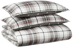 Eddie Bauer - King Comforter Set, Reversible Cotton Bedding with Matching Shams, Breathable Home Decor for All Seasons (Alder Grey/Red, King)