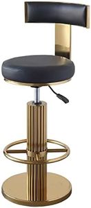 FUNROLUX Swivel Bar Stools with Backrest, Modern Adjustable Height Counter Stool with Metal Legs and Comfortable Cushion, Black and Gold Bar Chair for Kitchen Island Counter (Black)