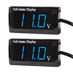 2Pcs DC 12V Car Digital Voltmeter Gauge LED Display 12V Voltage Mete Waterproof Voltage Display Voltmeter Gauge Meter Power Energy LED Volt Meter for Car Motorcycle (Blue)