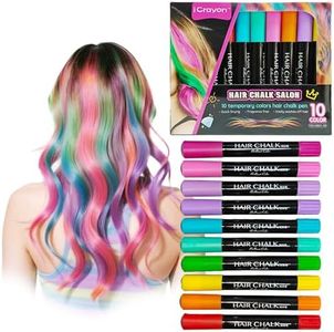 Hair Chalk for Kids, Washable Temporary Hair Dye Sticks, Easy to Apply, 10 Vibrant Colors for Parties, Cosplay, Festivals & Daily Fun, Great Gifts for Teenage Girls & Boys