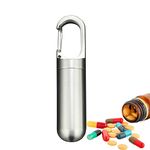 Keychain Waterproof Locking Pill Holder, Titanium Pill Container, Daily Pill Organizer Portable Travel Pill Case Box, Airtight Pill Storage Bottle for Purse Pocket Outdoor Camping