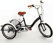 20 Inch Adult Single Speed Tricycle 3 Wheel Adult Bicycle |Single Speed + Basket, Adult Tricycle Comfort Bike Outdoor