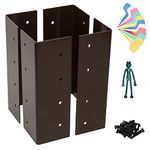 Koawave 9" Garden Bed Corner Brackets - Set of 4 Brown Powder-Coated Steel Brackets - Complete with Plant Tags and Frog Plant Tie