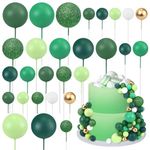 50Pcs Mini Ball Cake Topper,Colorful Mini Balloons Cake Topper Pearl Balls Cupcake Picks Round Ball Cake Insert Topper Baking Decoration Multi Size Cake Balloon for Birthday Baby Shower (Green)