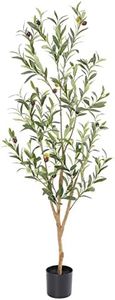 Bellacat Faux Olive Tree 4ft，Olive Trees Artificial Indoor with Natural Wood Trunk and Realistic Leaves and Fruits. 4 Feet(48in) Fake Olive Tree for Home House Office Décor.