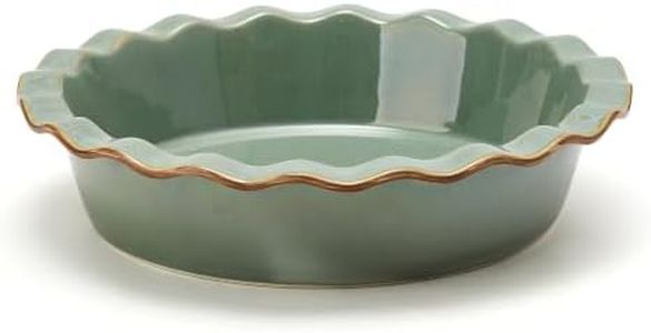 Ceramic Pie Pan for Baking[10.6 inch],Reusable NonStick Ceramic Baking Dish | Deep Dish Pie Pan,Active Glazed Ceramic Pie Plate with Ruffled Edge,Pie Dish for Apple Pie,Quiche,Pot Pies, Tart, etc(Green)