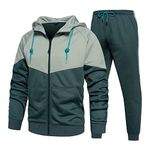 AOTORR Mens Tracksuit Set Full Zip Hooded Jacket Jogging Tops Bottoms Sweatshirt Suit with Pockets TZ95 Blue 2XL