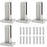 LukLoy 4x 304 Stainless Steel Square Glass Spigots Pool Fence Spigot Clamp Home Garden Stairs Balustrade Railing Balcony Glass Floor Clamp (4 Pieces x 960g Brush)