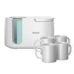 Cricut Mug Press Starter Kit - Includes Mug Heat Press & 4 Blank Ceramic Mugs (White, 12oz)