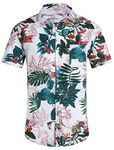 EISHOPEER Men Summer Floral Shirts Rayon Short Sleeve Hawaiian Beach Shirts with Pocket White Large