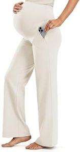 JOYSPELS Maternity Pants Over The Belly Yoga Dress Work Pregnancy Pants Stretchy Lounge Workout Wide Leg Trousers with Pockets LightGray