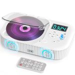 Greadio Portable CD Player with Bluetooth 5.3, Rechargeable Boombox CD Player with FM Radio, Anti-Skip CD Players for Home Car with Dual Stereo Speakers/LCD Display/Remote Control/AUX/USB (White)