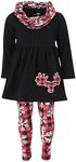 Unique Baby Girls 3 Piece Legging Set Christmas Outfit for Girl Toddler and Big Kids (10Y, Buffalo Plaid Snowflake)