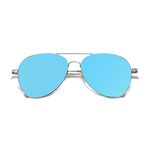 SOJOS Classic Aviator Sunglasses for Women Men Metal Frame Spring Hinges SJ1030,Silver/Blue