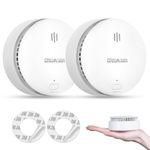 Smoke Alarm, 10 Years Battery Smoke Alarms for home 2Pcs, Fire Alarm with Silence/Test Button, No Drill Installation Smoke Detector, Conforms to EN 14604 Standard