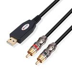 Devinal USB to RCA Audio Cable, USB to Dual RCA Output Cord, USB 2.0 to 2 Phono Connector, PC USB to Stereo Audio Cable Converter for Amplifier, Speaker, etc 10Ft