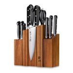 Cangshan TV2 Series 1023046 Swedish Sandvik 14C28N Steel Forged 14-Piece Denali Magnetic Knife Block Set, Acacia