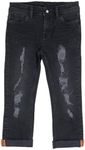 RAW X Boys Denim Jeans, Big Boy & Little Kids Stretch Slim Fit Pants, Distressed Ripped Biker Jeans for Boys, Jet Black - 90015, 8
