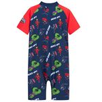 Marvel Kids Swimming Costume Summer Holiday Essentials for Kids Hulk Spiderman Childrens Swimwear 3-10 Years Short Sleeve Full Body Swimsuit Beachwear (Red/Navy Avengers, 7-8 Years)