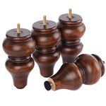 Wood Furniture Legs 6 inch - Sofa Legs Set of 4 Replacement Couch Legs - Round Furniture Feet Replacement for Legs for Furniture - Sofa Legs, Chair, Dresser, Ottoman, Coffee Table, Cabinet, Etc. Brown