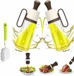 ZASAMIBA Pack of 2 Oil Dispenser Bottle for Kitchen - 550ml 3 in 1 Olive Oil Dispenser With Brush - Olive Oil Bottle Drizzler, Glass Oil Bottles For Kitchen, Air Fryer, Cooking, BBQ (Brown,Pack of 2)