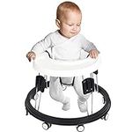 wwuiuiww Foldable Walker, Old-School Walker in Round Shape, Suitable for Any Terrain, for Babies, White (6-18 Months)