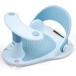 Baby Bath Seat, Baby Bathtub Bath Seat Sit-Up Bathing, Infant Bath Seat for Baby 6-36 Months with Thermometer/Anti-Slip Cushion/4 Suction Cups (Blue)