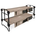 Disc-O-Bed Large Cam-O-Bunk 79 x 28 Inch Portable Folding Bunked Double Camping Cot Bed with 2 Organizers and 2 Carry Bags, Tan