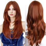 Colorfulpanda 28" 70cm Long Auburn Brown Curly Full Wavy Hair Wigs for Women Anime Cosplay Halloween Costume Party Synthetic Wig