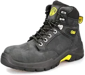 OUXX Work Boots for Men, Steel Toe & Non-Slip Rubber Safety Shoes, PORON XRD, ASTM F2413-18 I/75 C/75 SD(Black, OX1602, US 9)