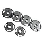 CAPHAUS 50 lbs Olympic Grip Weight Plate Set, 2-Inch Diameter Collar Opening, 3 Holes Grip Offering Athletes an Easier Way to Lift, carry, or load, Ideal for Strength Training, Set of Two 5 lbs & Four 10 lbs