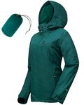 33,000ft Women's Waterproof Packable Rain Jackets Lightweight Breathable Windbreaker Raincoat Outdoor Windproof Running Golf Cycling Jacket with Hood (Dark Green-3XL/UK 24-26)