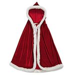 Halloween Christmas Costumes Velvet Hooded Cloak Red Robe Mrs Santa Claus Costume Cape Xmas Fancy Dress Cloak for Women Kids Girls