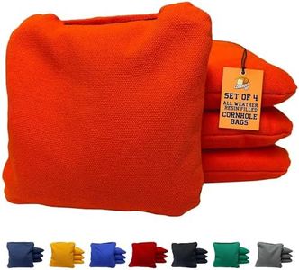 Cornhole365 All Weather Cornhole Bags - 6"x6" Premium Plastic Pellet Resin-Filled, Weather-Resistant, Solid Color Duck Cloth Cornhole Bean Bags - Professional Cornhole Bags Set of 4 (Storm Orange)