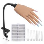 Nail Practice Hand for Acrylic Nails: Adjustable Silicone Nail Hand Practice Model with 240Pcs 3XL Clear False Nails - Flexible Training Hand Manicure Kit for DIY Nail Art