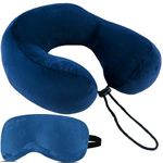 Trajectory Polyester Travel Neck Pillow With Sleeping Eye Mask Combo With 5 Years Warranty For Travel In Flight Car Train Airplane For Sleeping And Orthopedic Cervical Pain For Men And Women Blue