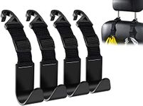 Flymic Adjustable Car Seat Headrest Hook, Universal Storage Headrest Hanger, Holder Hooks, Organizer for Vehicle, Strong and Durable Backseat Hanger Interior Accessories for Handbag Purse Coat 4 Pack