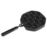 12 Cavities Takoyaki Pan Cast Iron Takoyaki Maker Skillet Octopus Meat Ball Mold Nonstick Baking Tray for Octopus Balls/Pancake