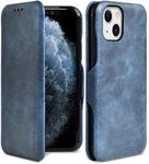 PULOKA for iPhone 14 - Sleek Flip Case - Premium Vegan Leather Phone Cover with Card Slot - Slim, Durable, Privacy Protection - Kickstand Function - Elegant Flip Wallet Cases for Apple - Blue