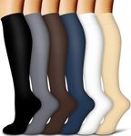 COOLOVER Copper Compression Socks for Women and Men(6 Pairs)-Best Support for Running, Athletic, Travel, 14 Black/Gray/Brown/Blue/White/Nude, Small-Medium