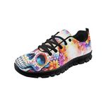 Kuiaobaty Sugar Skull Floral Fashion Sport Shoes for Women, Novelty Skulls Running Trainers Breathable Mesh Sneakers with Memory Foam