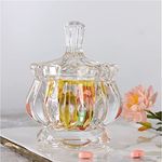 WRINGO Premium Glass Candy Dish With Lid, Crystal Candy Jar, Cookie Jar, Decorative Candy Bowl, Jewelry Dish, Covered Candy Jars For Buffet, Kitchen, Home, Office Desk