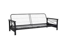 DHP Nadine Metal Futon Frame with Wood Arms, Espresso