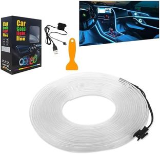 5M EL Wire Car LED Interior Strip Light USB Neon, USB Powered Neon Ambient Light Kits for Auto Indoor Gap Decorations Dashboard Accessories & Decor (Ice Blue)