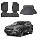 DESLE Kia Seltos Floor Mats and Trunk Mats,Front&Rear Row Car Mats Set,and Trunk.All Weather Guard Floor Liners Waterproof Protection Carpet Mats for Kia Seltos Accessories Black,4Pcs,2020-2025