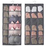 XELYTON Multifunction Dual-Sided Hanging Closet Organizer for Garment Storage, Underwear, Stocking, Toiletries Accessories, Bra, Sock, Hanging Storage 30 Mesh Pockets & Rotating Metal Hanger