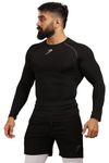 FUAARK Men's Full Sleeve Compression T-Shirt - Athletic Base Layer for Fitness, Cycling, Training, Workout, Tactical Sports Wear (Medium, Black)