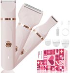 Bikini Trimmer Women Lady Shavers for Women for Bikini Legs Armpit Pubic Hair Trimmer for Womens,Electric Shaver for Womens,Ceramic Blades IPX7 Waterproof,Wet and Dry Use,Pink