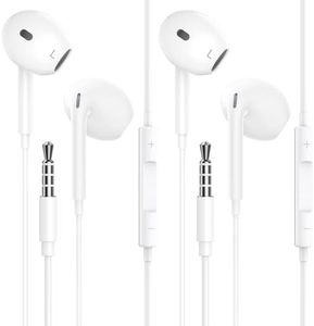 2 Pack Écouteurs Filaires, Écouteurs Intra Auriculaires avec Jack 3.5mm avec Microphone et Contrôle du Volume, Écouteurs Antibruit Compatible avec MP3/4 Samsung S10/9/8/7/6/5/4/3, iPhone, iPod, iPad